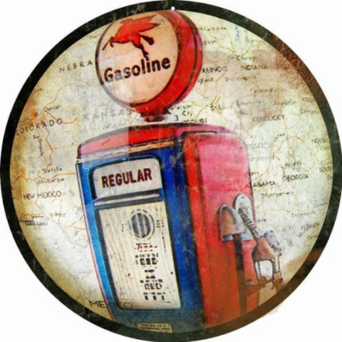 Reproduction Gasoline Sign 14 Round