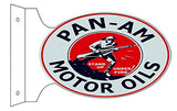 Pan Am Motor Oil Reproduction Flange Garage Shop Sign 12x18 Oval