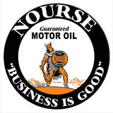 Nourse Motor Oil Reproduction Garage Shop Metal Sign 18×18 Round