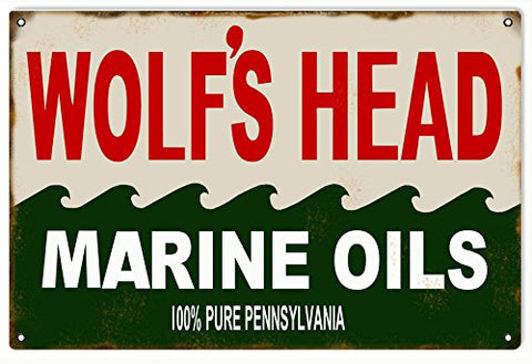 Wolf Head Motor Oil Reproduction Gas Station Metal Sign 18x30