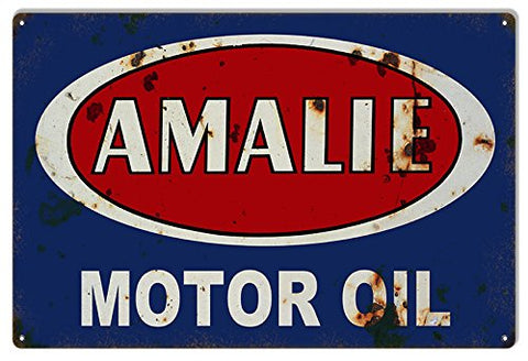 Amalie Gas Station Reproduction Motor Oil Metal Sign 18x30