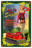 Get Up With Me Pin Up Girl Reproduction Railroad Sign 12x18