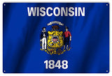 Wisconsin State Flag Reproduction Metal Sign 12x18