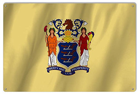 New Jersey State Flag Reproduction Metal Sign 12x18