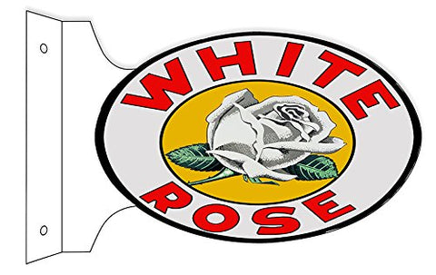 White Rose Reproduction Flange Motor Oil Sign 12x18 Oval