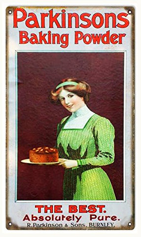 Nostalgic Parkinsons Baking Powder Reproduction Sign 8x14