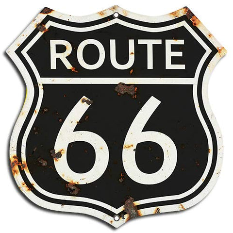 (3) Route 66 Vintage Black Laser Cut Out Garage Shop Metal Sign 7.5×7.5