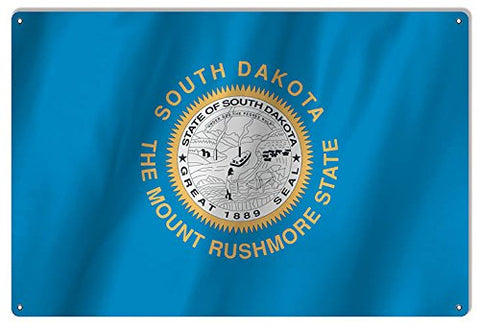 South Dakota Mount Rushmore State Flag Reproduction Metal Sign 12x18