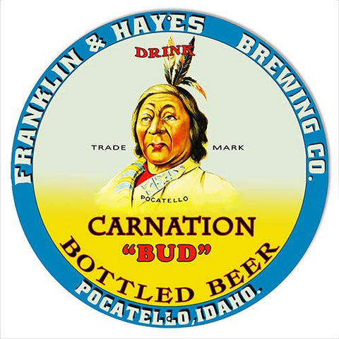 Carnation Bud Beer Reproduction Bar Metal Sign 18×18 Round