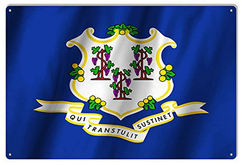 Connecticut State Flag Reproduction Metal Sign 12x18