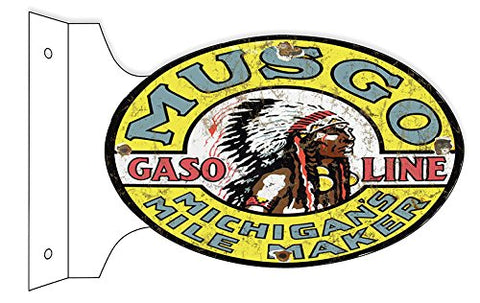 Musgo Gasoline Reproduction Flange Motor Oil Sign 12x18 Oval