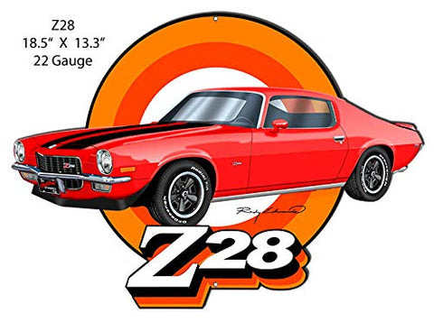 Z28 Camaro Red Cut Out Garage Art Metal Sign By Rudy Edwards 13.3×18.5