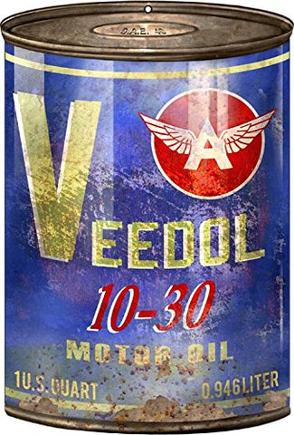 Veedol Garage Shop Reproduction Motor Oil Can Metal Sign 12x18