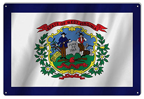 West Virginia State Flag Reproduction Metal Sign 12x18