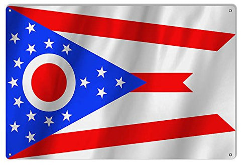 Ohio State Flag Reproduction Metal Sign 12x18