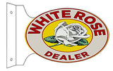 White Rose Dealer Reproduction Flange Motor Oil Sign 12x18 Oval