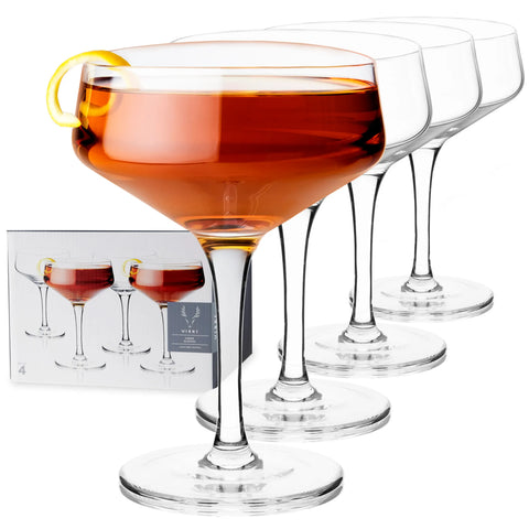 Angled Crystal Coupe Glasses (set of 4) by Viski