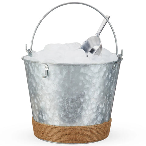 Jute Wrapped Galvanized Ice Bucket by Twine