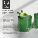 Double Walled Aurora Tumblers in green (set of 2) by Viski