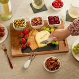 Acacia & Slate Cheese Board Set with Ceramic Bowls by Twine Living