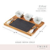 Acacia & Slate Cheese Board Set with Ceramic Bowls by Twine Living