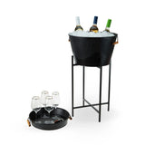 Black Beverage Tub with Stand & Tray by Twine Living