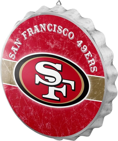 San Francisco 49ers Distressed Bottle Cap Sign 12.5