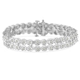 Sterling Silver 2carat Total Diamond Weight Rose-Cut Diamond 2-Row Link Bracelet