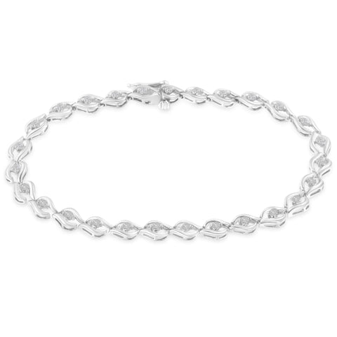 Sterling Silver 1/2carat Total Diamond Weight Rose-cut Diamond Link Bracelet