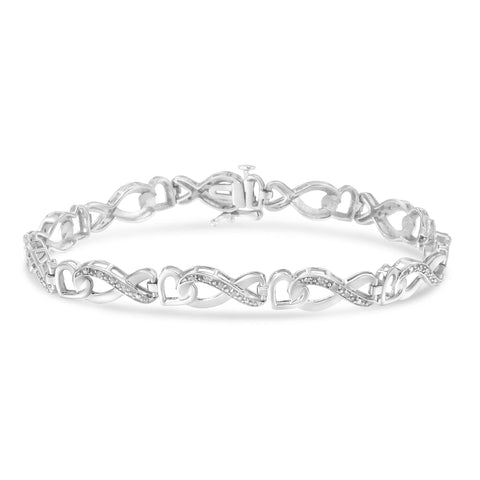 Sterling Silver 1/5carat. Total Diamond Weight Diamond Infinity Link Bracelet