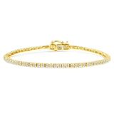 10k Yellow Gold Plated Sterling Silver 1/4carat. Total Diamond Weight Diamond Tennis Bolo Adjustable Bracelet