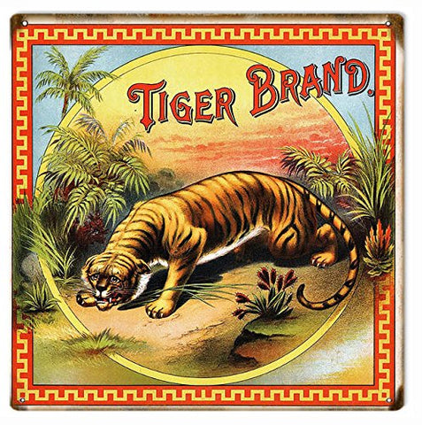 Vintage Tiger Brand Cigar Reproduction Sign 12x12