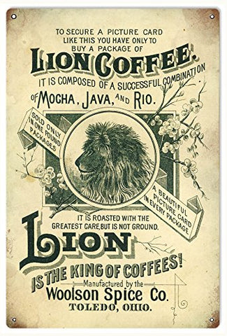 Vintage Lions Coffee Reproduction Sign 12x18