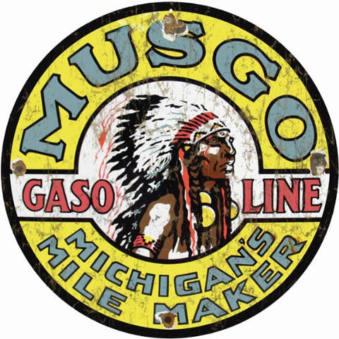 Reproduction Musgo Gasoline Sign 14 Round