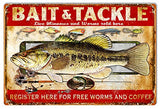 Bait And Tackle Reproduction Hunting And Fishing Metal Sign 12x18