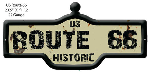 US Historic Route 66 Vintage Laser Cut Out Metal Sign 23.5×11.2