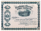 Reproduction Newtown Electric Street Railway Stock Sign 9x12