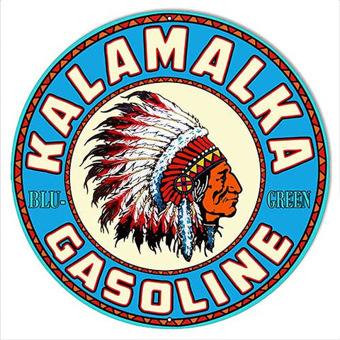 Kalamalka Gasoline Reproduction Garage Shop Metal Sign 24×24 Round