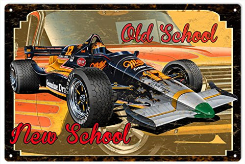 Vintage Old School New School Hot Rod Large Sign 16x24