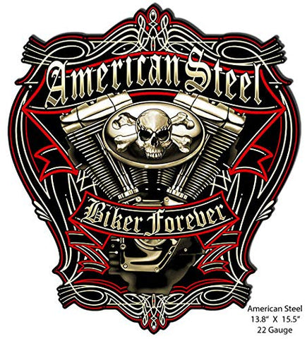 Steel Biker Forever Cut Out Motorcycle Sign By Steve McDonald 13.8×15.