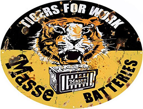 Masse Tiger Batteries Gas Station Reproduction Metal Sign 26x34