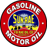 Reproduction Sun Rae Gasoline Sign 14 Round