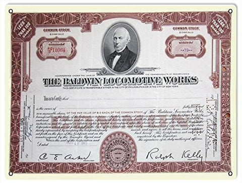 Reproduction Baldwin Locomotive Works Stock Sign 9x12