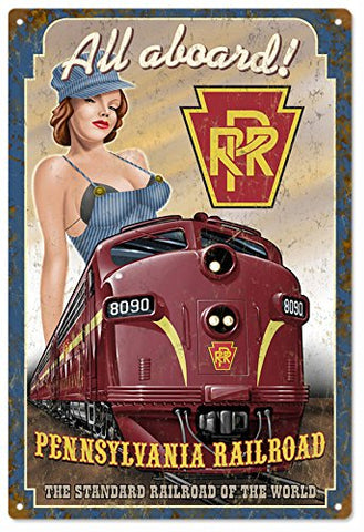 Reproduction RPR All Aboard Pin Up Girl Railroad Sign