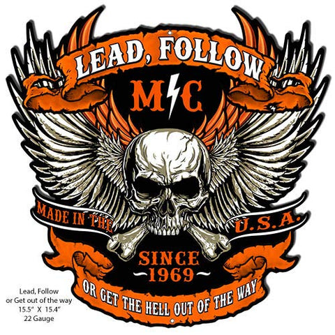 Lead Follow Cut Out Skull Metal Sign By Steve McDonald 15.4×15.5