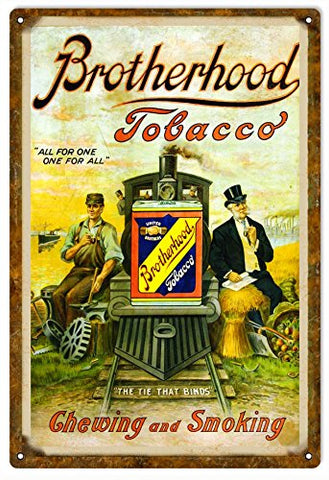 Vintage Brotherhood Tobacco Reproduction Sign 12x18