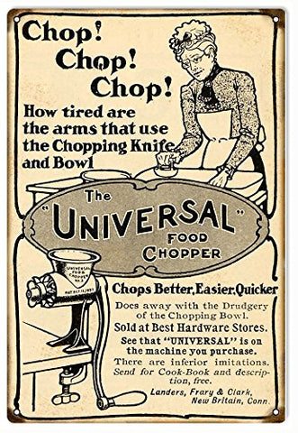 Vintage Universal Food Chopper Reproduction Sign 12x18