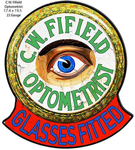 C.W. Fifield Cut Out Optometrist Nostalgic Metal Sign 17.4×19.5