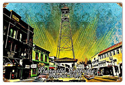 Bell Tower Downtown Placerville Sign By Artist Phil Hamilton 12x18