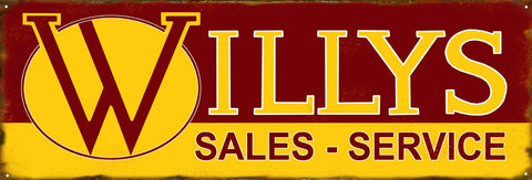 Reproduction Willys Sales Service Garage Shop Reproduction Sign 8x24